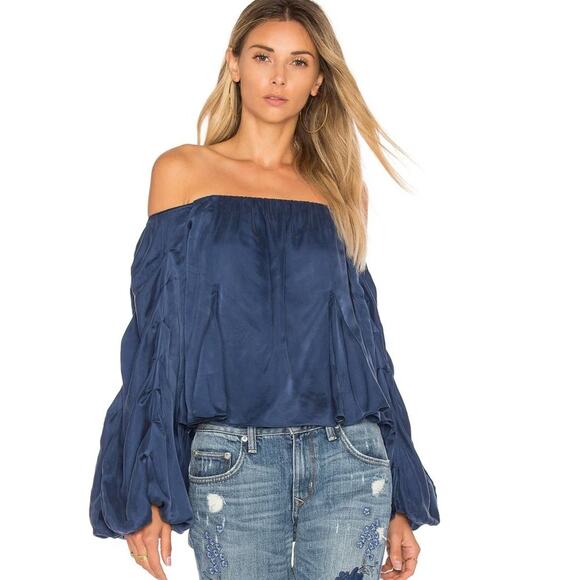 Lovers + Friends x Revolve Laura Blouse in Azure NWT Size Small - Picture 1 of 3